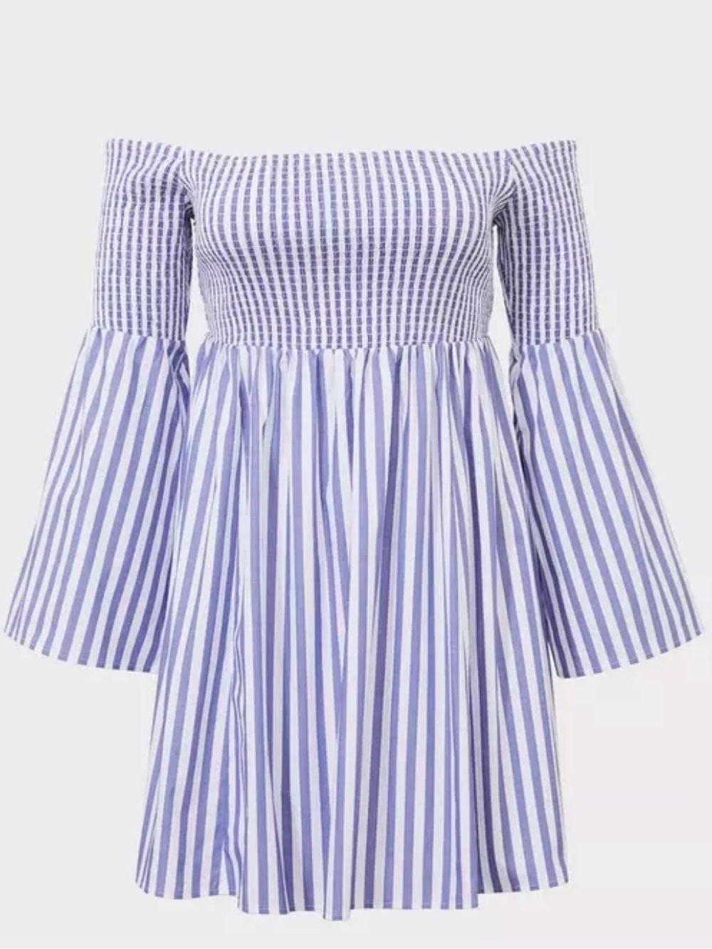 Torrid Blue and White Striped Smocked Skater Dress Torrid Size 1 US Size 1X